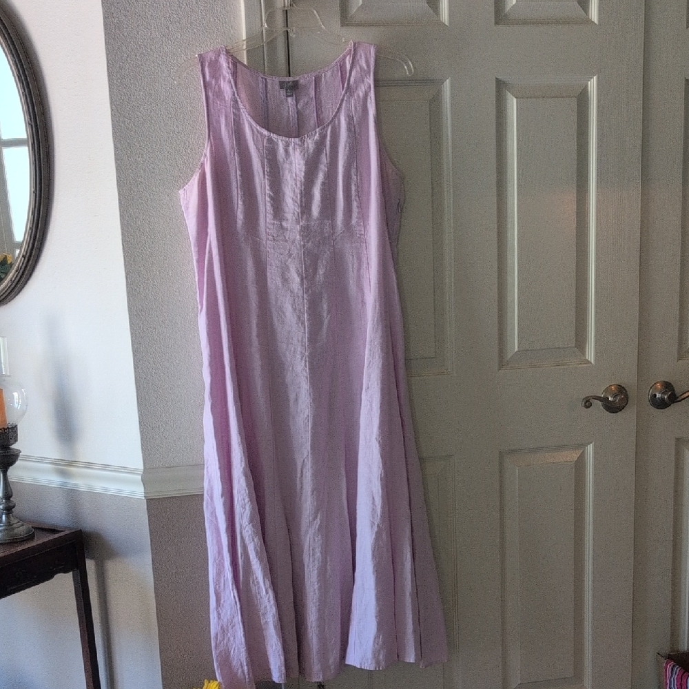 JJill XL 100% Dress & matching XL  Cardigan Linen/Rayon/Cotton